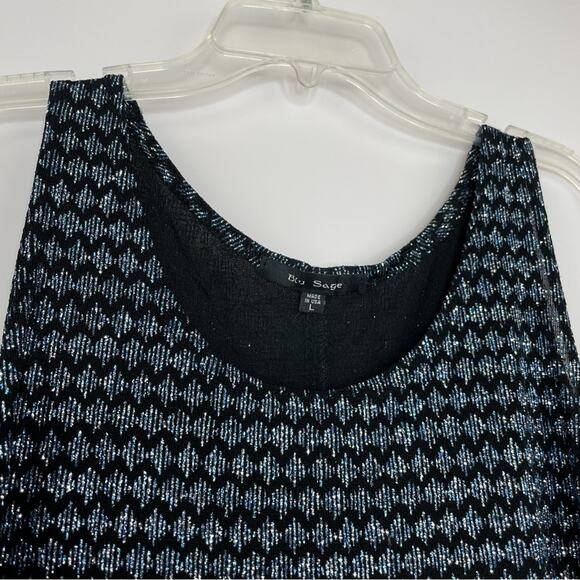 Blue Sage Vintage glittery shimmer tank blouse 90s Y2K evening artsy size Large - Picture 3 of 11